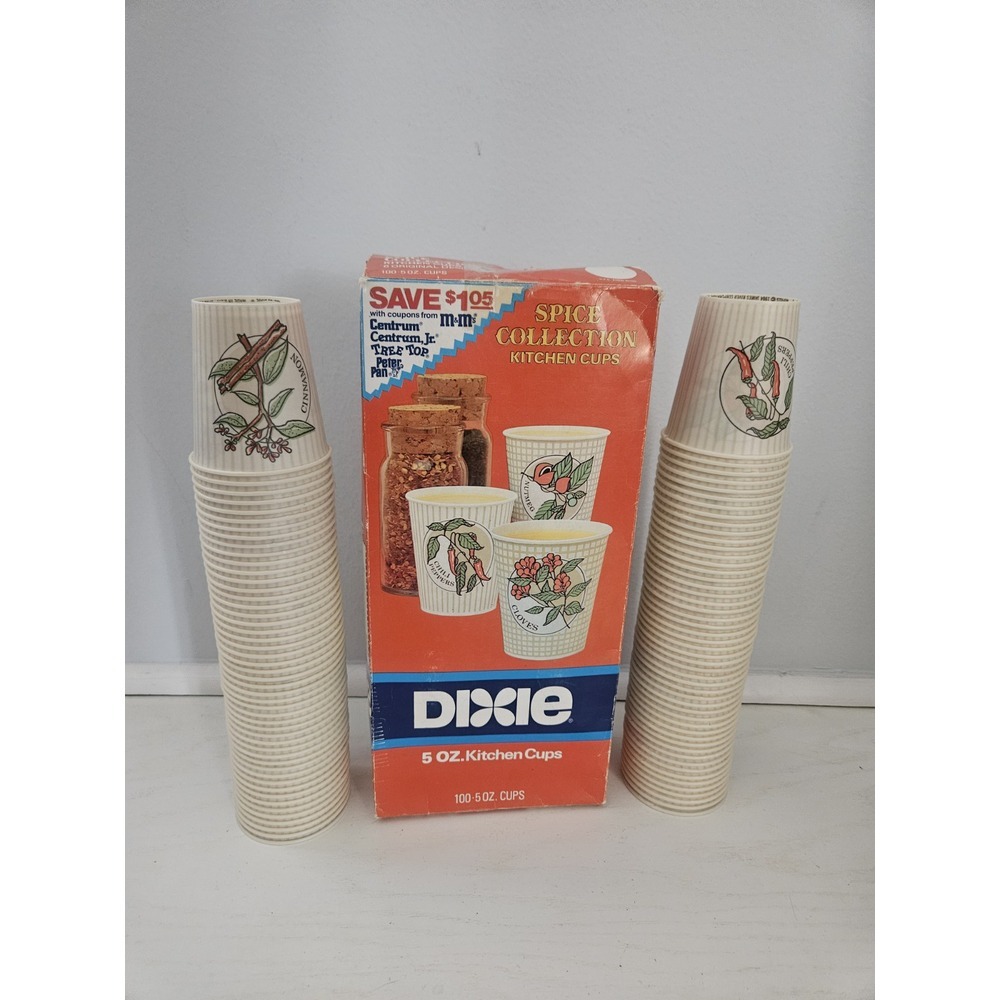 Vintage Dixie Cups Spice Collection 99Ct 5oz Old Stock/Open Box 1986 *READ*